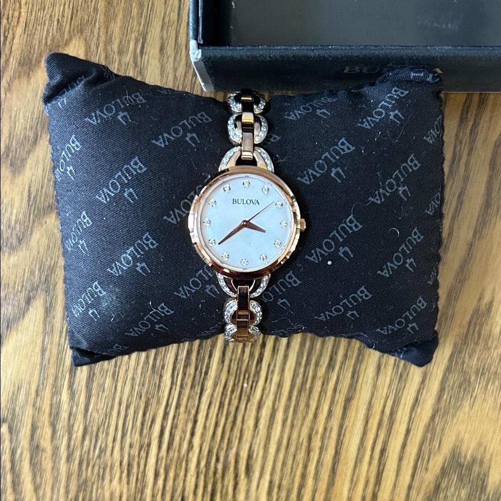 Bulova Women's Stainless Steel Rose Gold Watch with Silver Accents 98L207